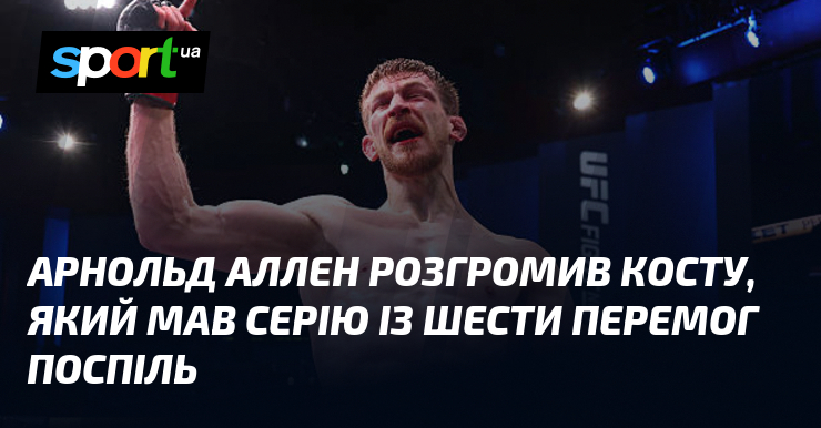 Арнольд Аллен розгромив Косту, який мав серію із шести перемог …