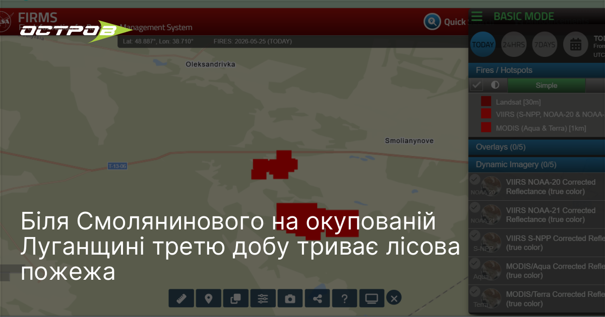 Біля Смолянинового на окупованій Луганщині третю добу триває лісова пожежа