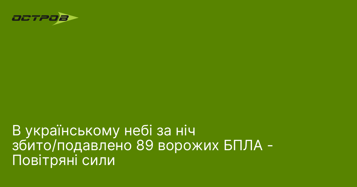 В українському небі за ніч збито/подавлено 89 ворожих БПЛА - …