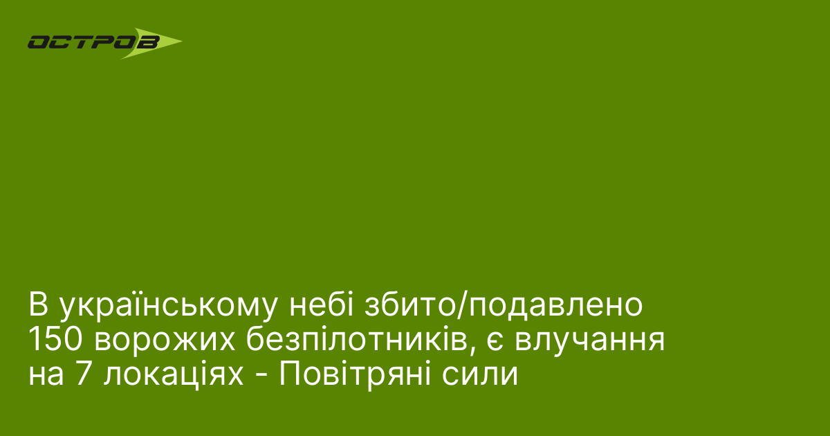 В українському небі збито/подавлено 150 ворожих безпілотників, є влучання на …
