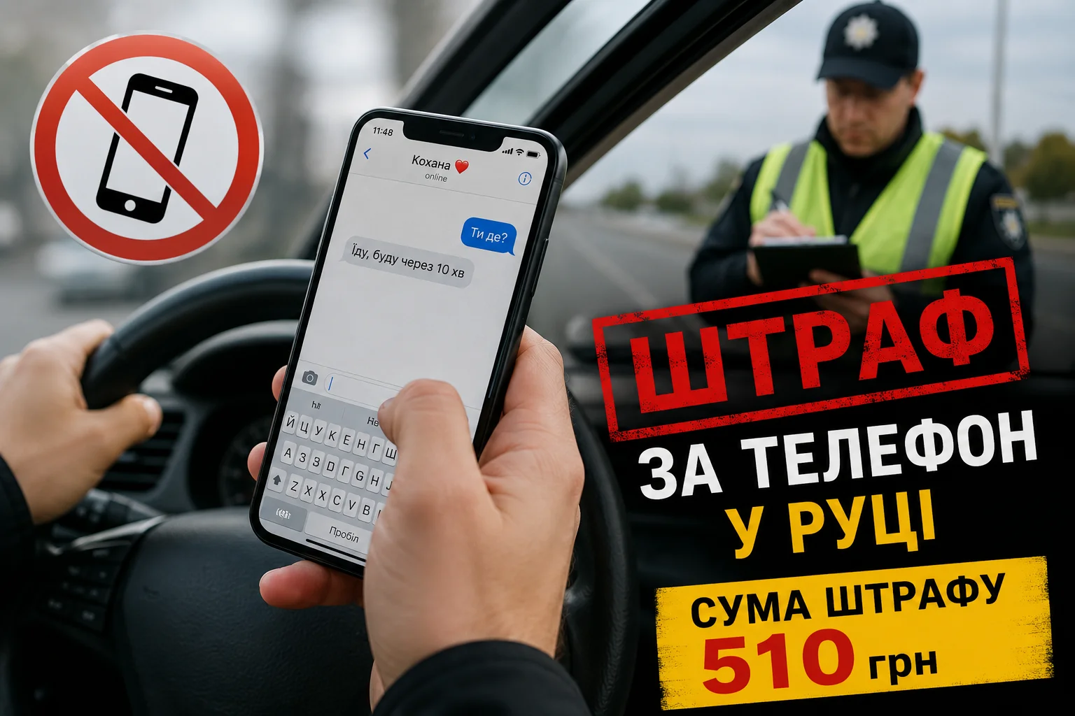 Водіїв штрафують за телефон у руці: сума штрафу в Україні
