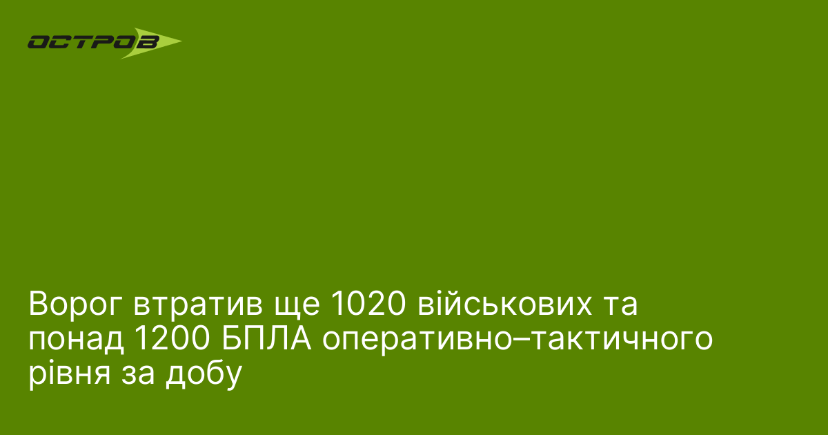 Ворог втратив ще 1020 військових та 1252 БПЛА оперативно–тактичного рівня …