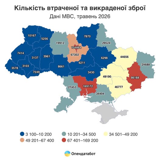 Втрачена та викрадена зброя: дані по Житомирській області та Україні