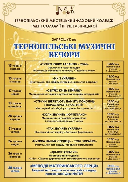 Від класики до естради: у Тернополі стартував марафон благодійних концертів …