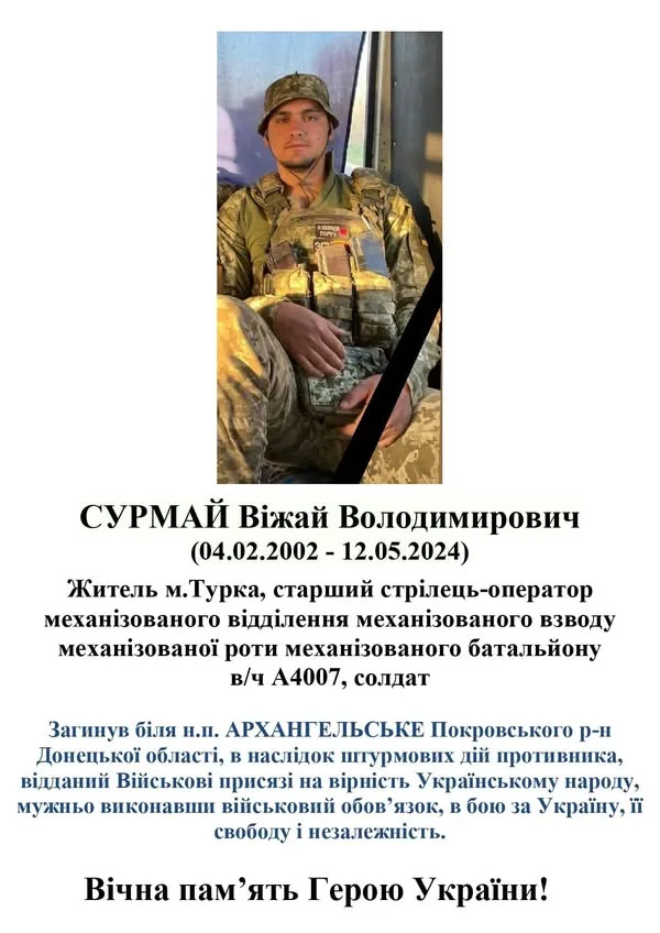Віжай Сурмай з Турки загинув у боях за Україну