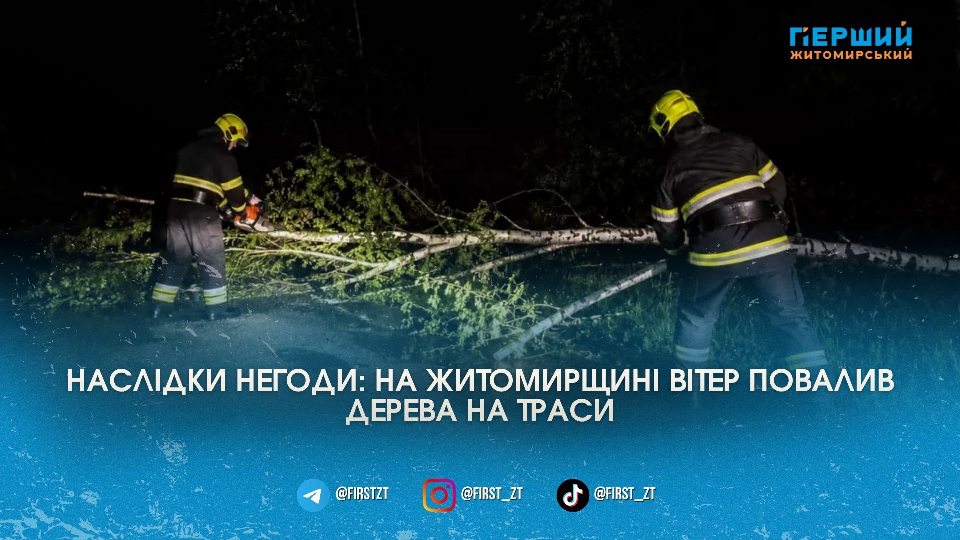 Вітер перекрив траси: на Житомирщині рятувальники розчищали дороги від повалених …
