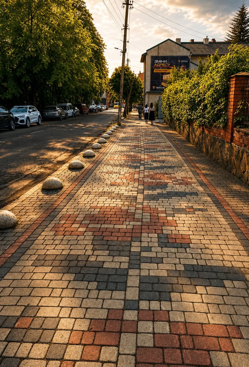 В Івано-Франківську на тротуарі створили унікальний орнамент, схожий на вишиванку