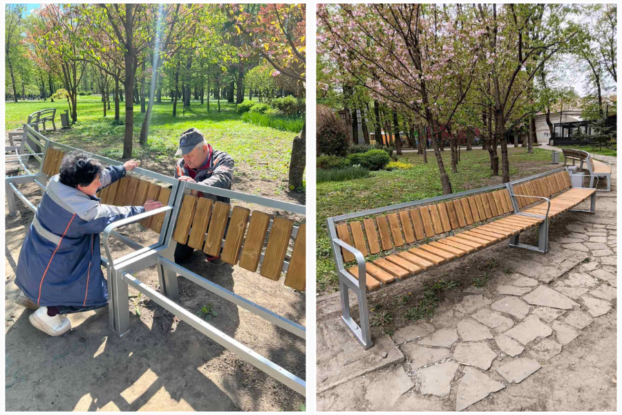 В Івано-Франківську оновлюють вуличні меблі у рекреаційних зонах (ФОТО)