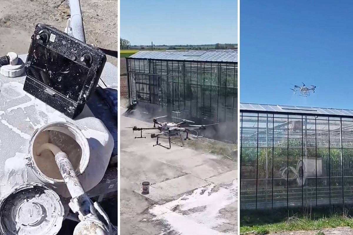 Дрони з RTK-навігацією наносять селективні затінювальні покриття на теплиці, зменшуючи …