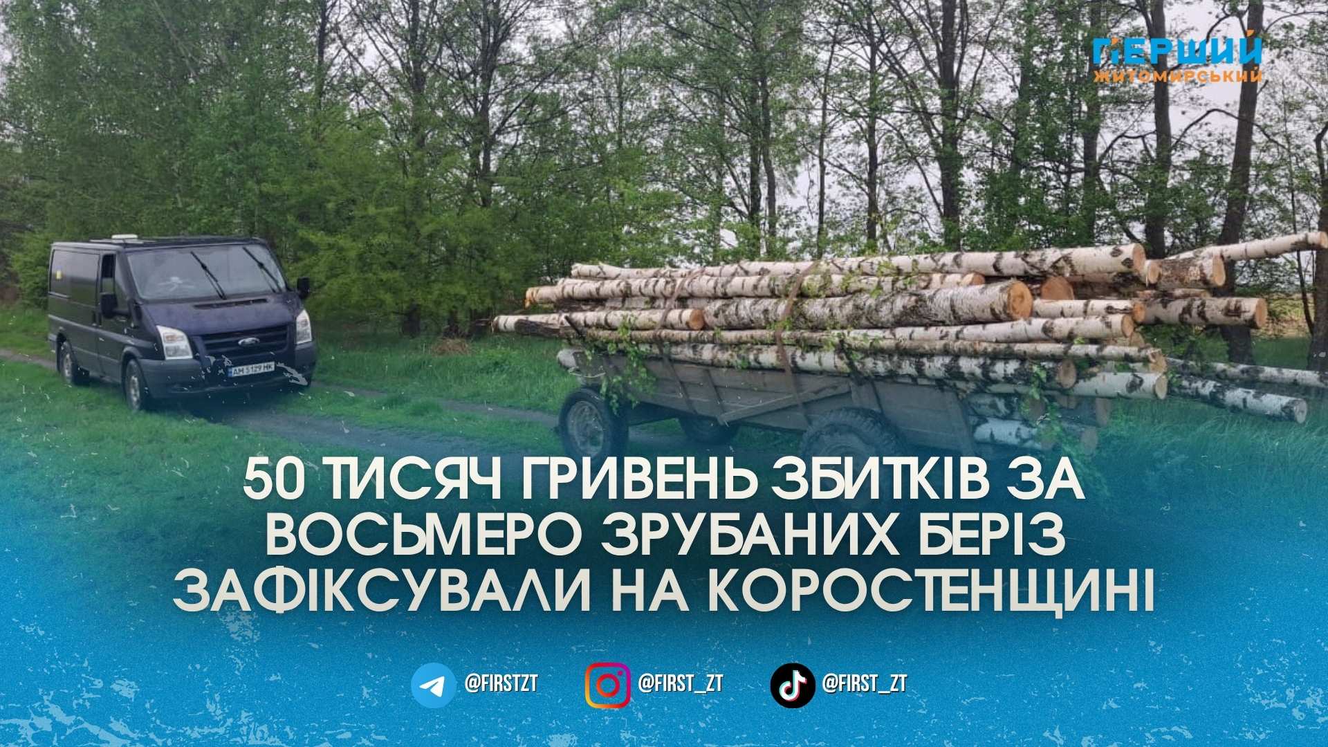 Дрон екоінспекторів “вполював” трактор із краденими березами на Коростенщині