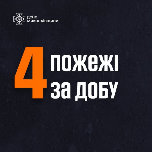 Минулої доби на Миколаївщині рятувальники ліквідували 4 пожежі