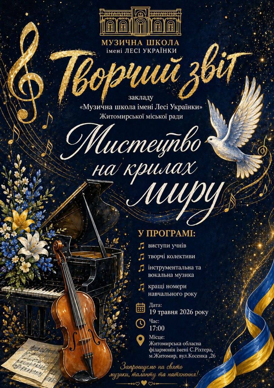 Мистецтво на крилах миру: музична школа ім. Лесі Українки запрошує …