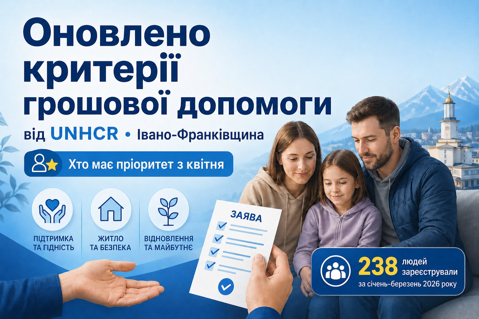 На Івано-Франківщині оновили критерії грошової допомоги від UNHCR: хто має …