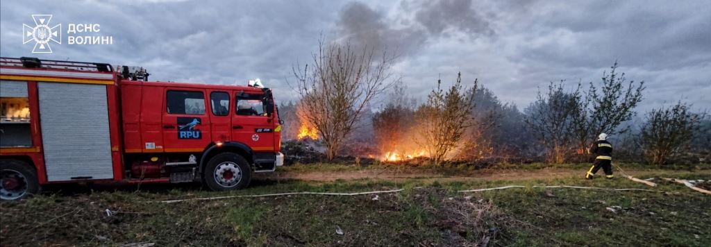 На Волині ліквідували чотири пожежі на відкритих територіях