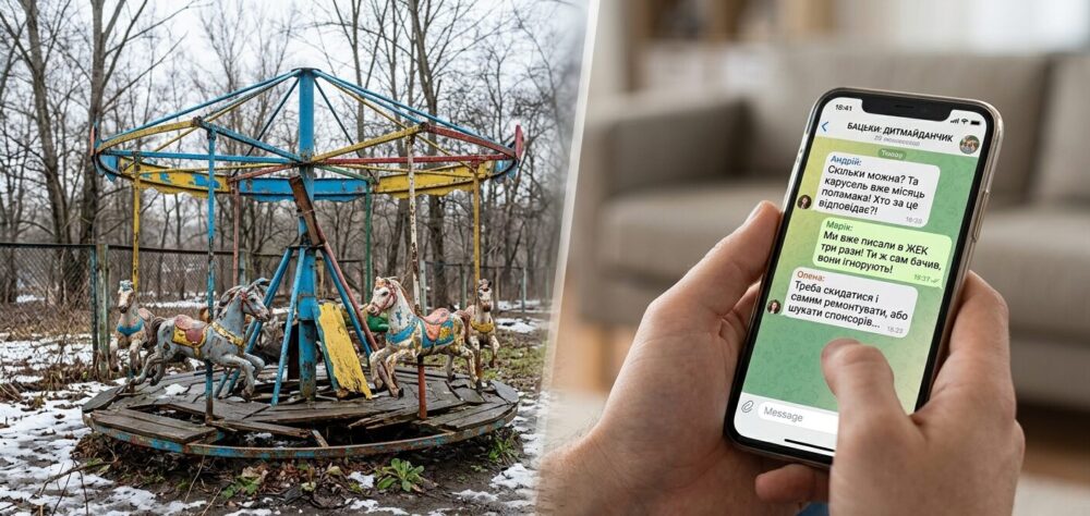 На Дніпропетровщині розгорівся скандал через дитячу карусель, яку пофарбували, але …