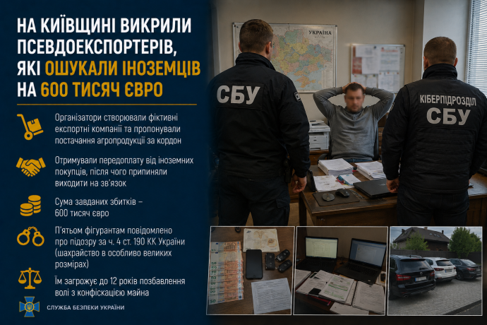 На Київщині викрили псевдоекспортерів, які ошукали іноземців на 600 тисяч …