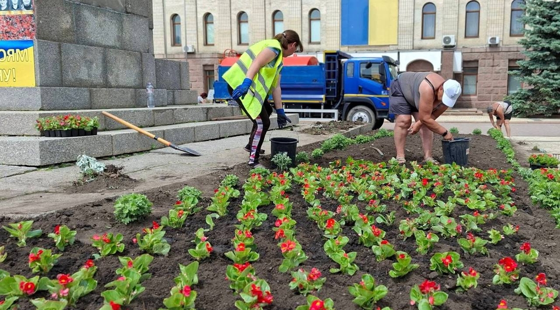 На площі Героїв Майдану в Кропивницькому висадили квітник із бегоній …
