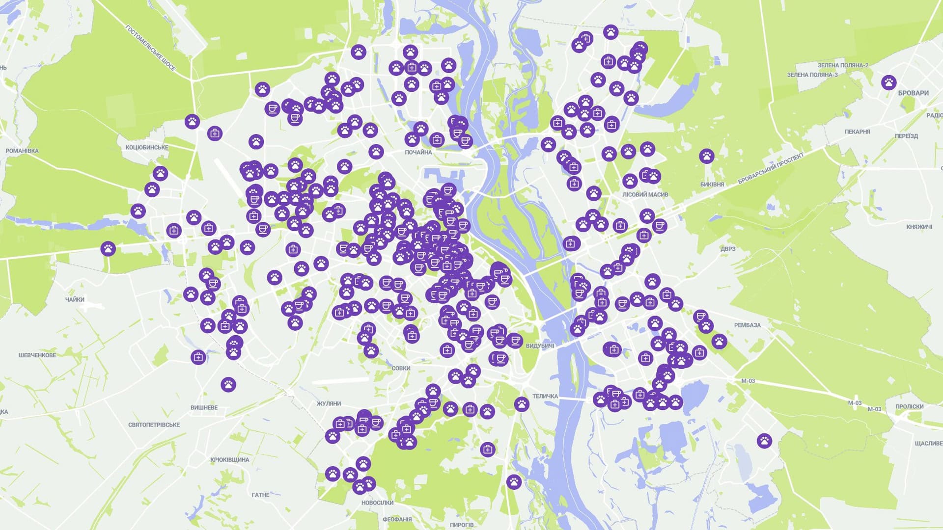 ЛУН запустив пет-френді мапу Києва: 450 локацій з тваринами