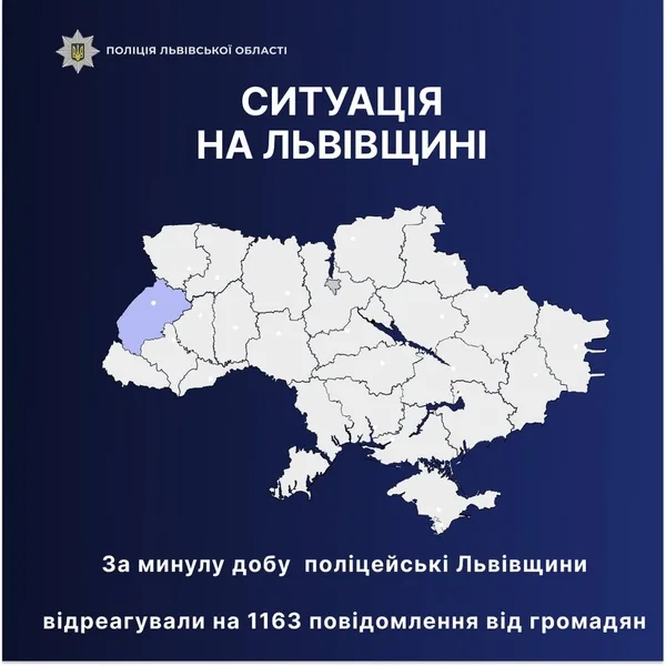Поліцейські Львівщини опрацювали 1163 звернення за добу