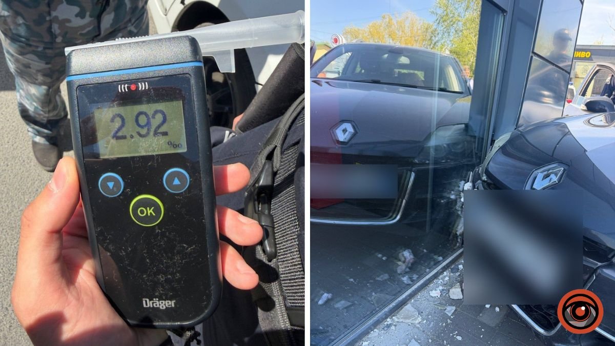 П'яний як чіп: у Дніпрі водій Renault врізався у стіну …