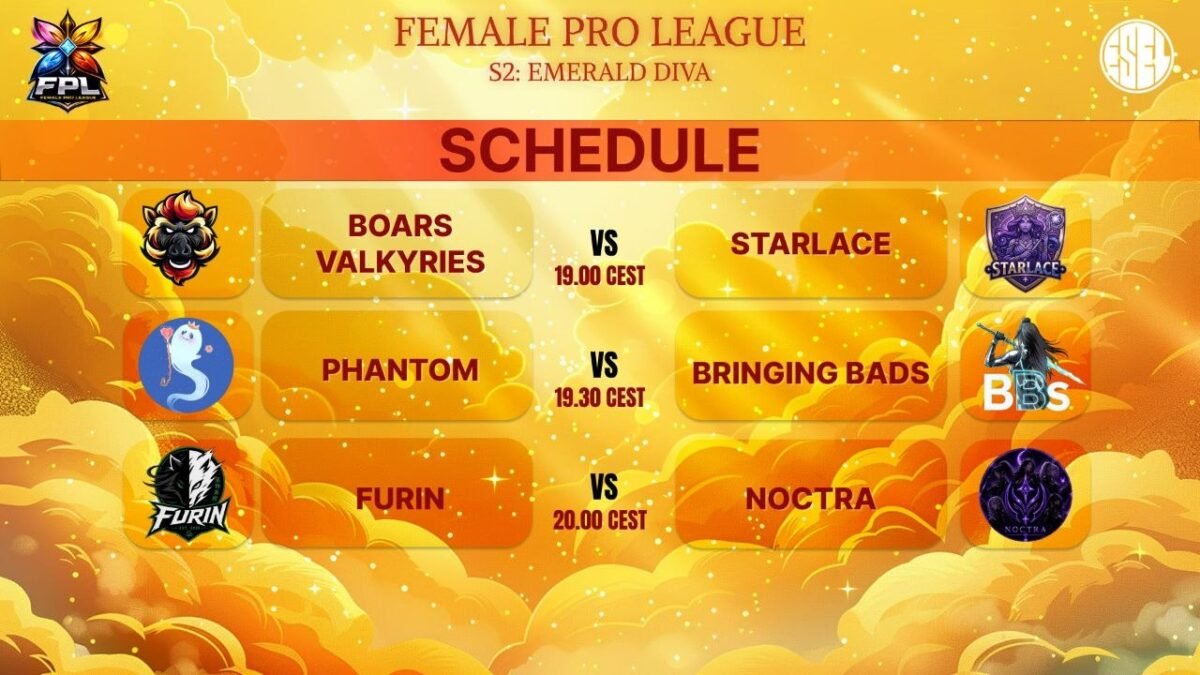 Розклад шостого ігрового дня Female Pro League S2: Emerald Diva