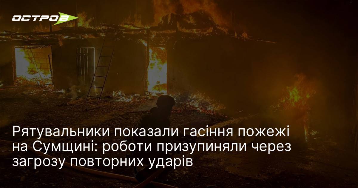 Рятувальники показали гасіння пожежі на Сумщині: роботи призупиняли через загрозу …