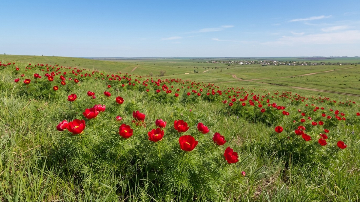Степи Дніпропетровщини засипало "червоним золотом": де побачити цвітіння диких півоній