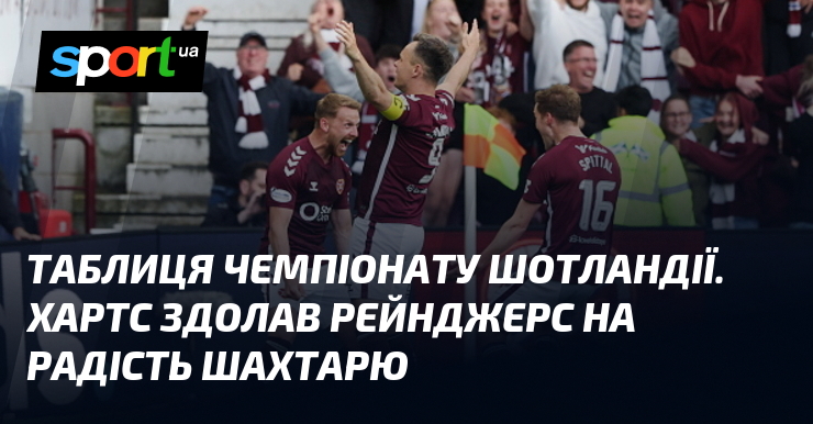 Таблиця чемпіонату Шотландії. Хартс здолав Рейнджерс на радість Шахтарю