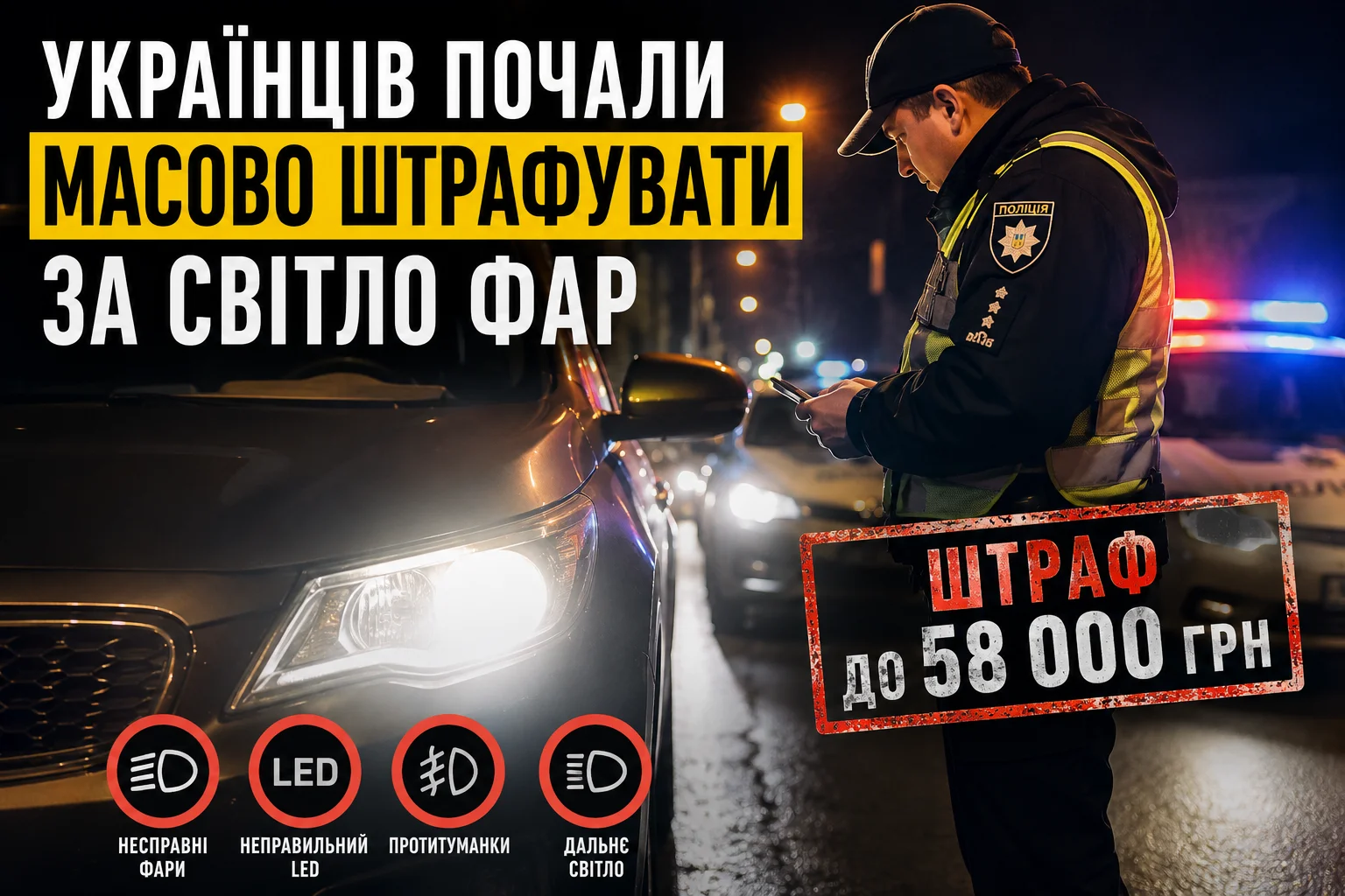 Українців почали масово штрафувати за світло фар