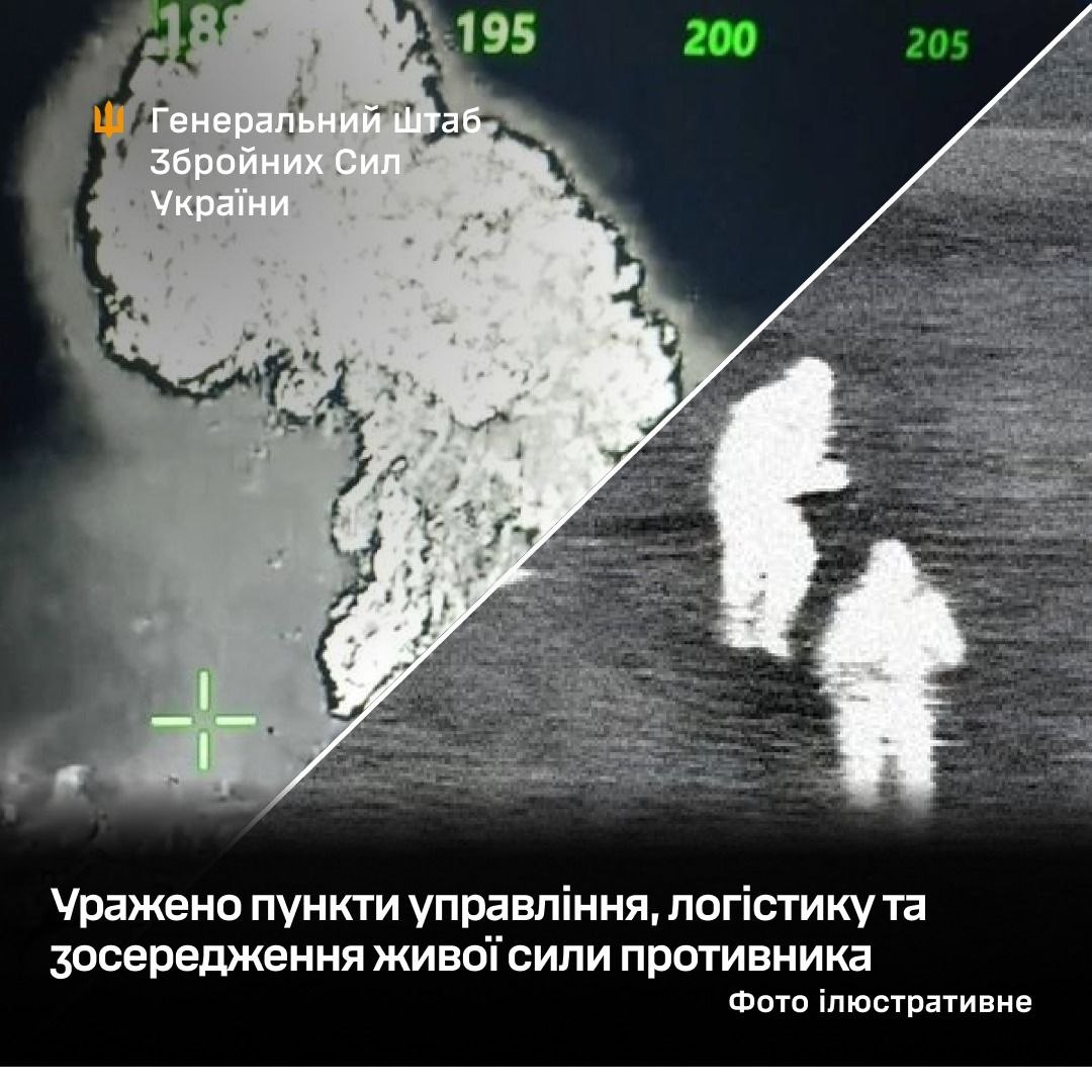 Генштаб ЗСУ: Уражено пункти управління, логістику та зосередження живої сили …