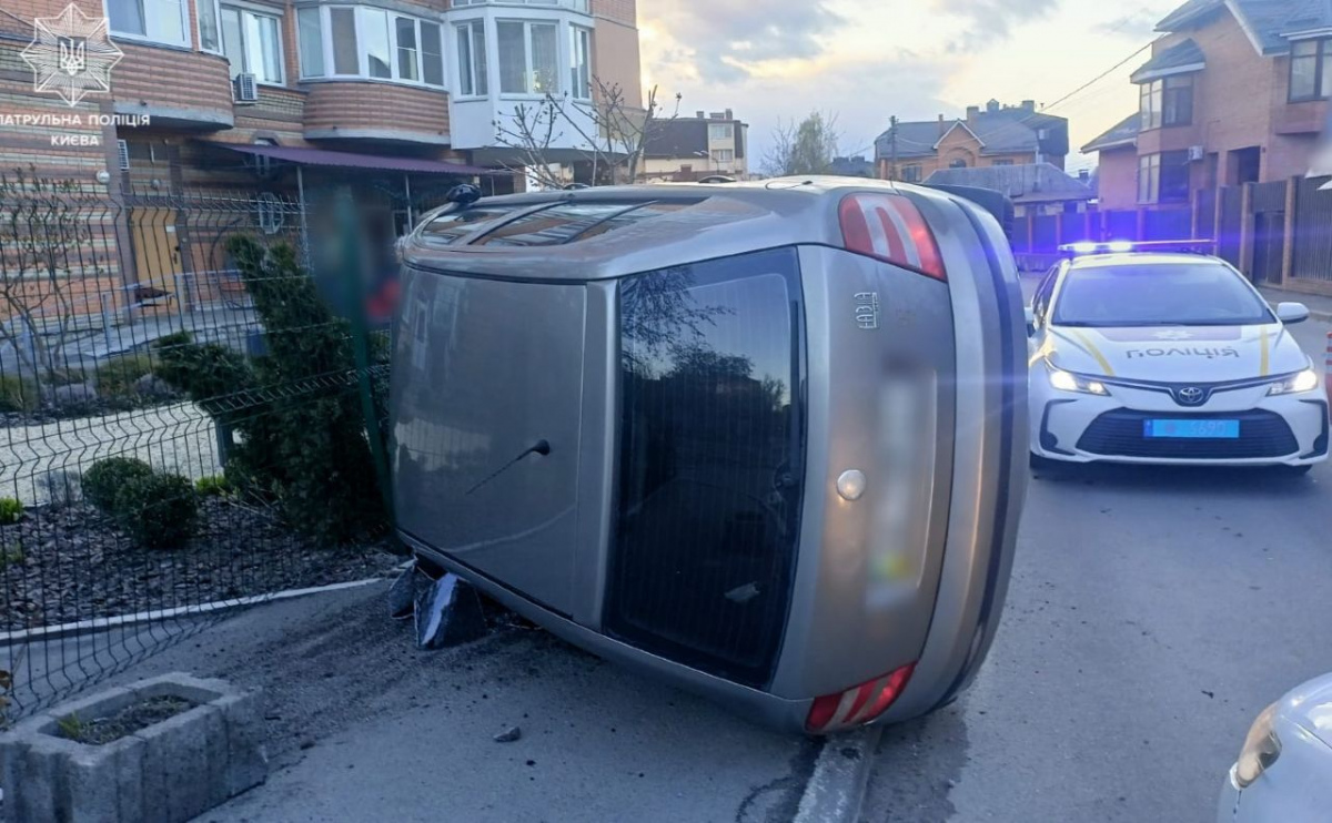 У Києві нетверезий кермувальник на Skoda врізався в паркан і …