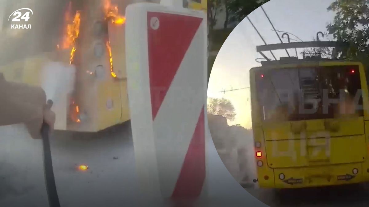 У Києві під час руху спалахнув тролейбус із пасажирами
