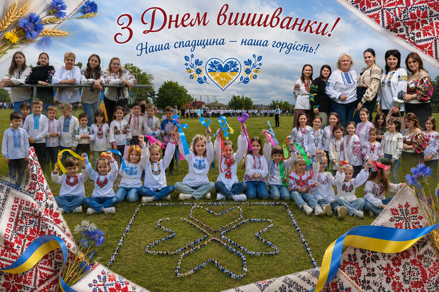 У Кіцмані сотні людей утворили гігантський шеврон-оберіг (відео)