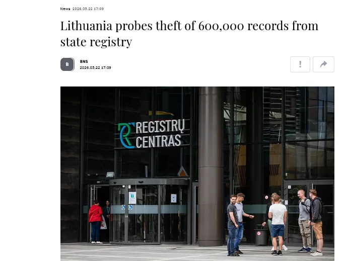 У Литві викрали понад 600 тисяч записів із держреєстрів
