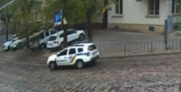 У Львові величезна гілка ледь не пошкодила авто поліції (ВІДЕО)