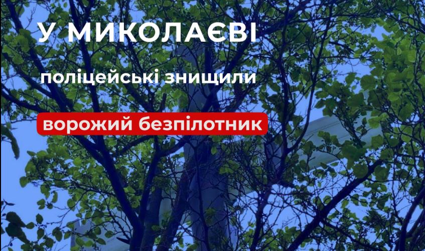 У Миколаєві на дереві виявили ворожий безпілотник