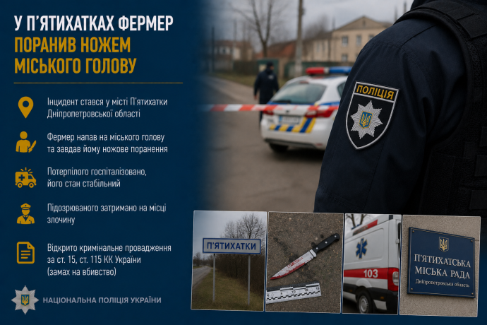 У П’ятихатках фермер поранив ножем міського голову
