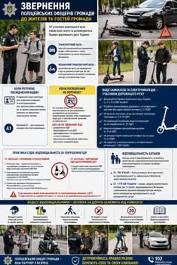 У Славській громаді просять дотримуватися правил руху користувачів електросамокатів