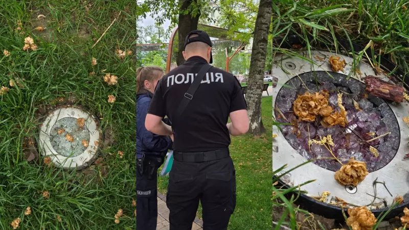 У Чернівцях вандали розбили ліхтарі підсвітки в сквері Дня вишиванки