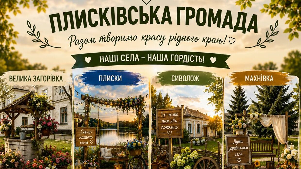 У кожному селі Плисківської громади будуть красиві фотозони: переможці отримають …