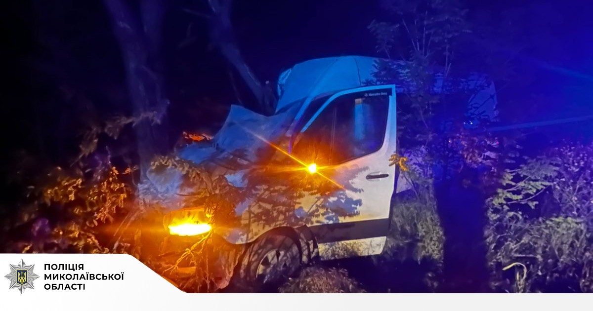 У нічній ДТП на Миколаївщині травмовано трьох пасажирок мікроавтобуса
