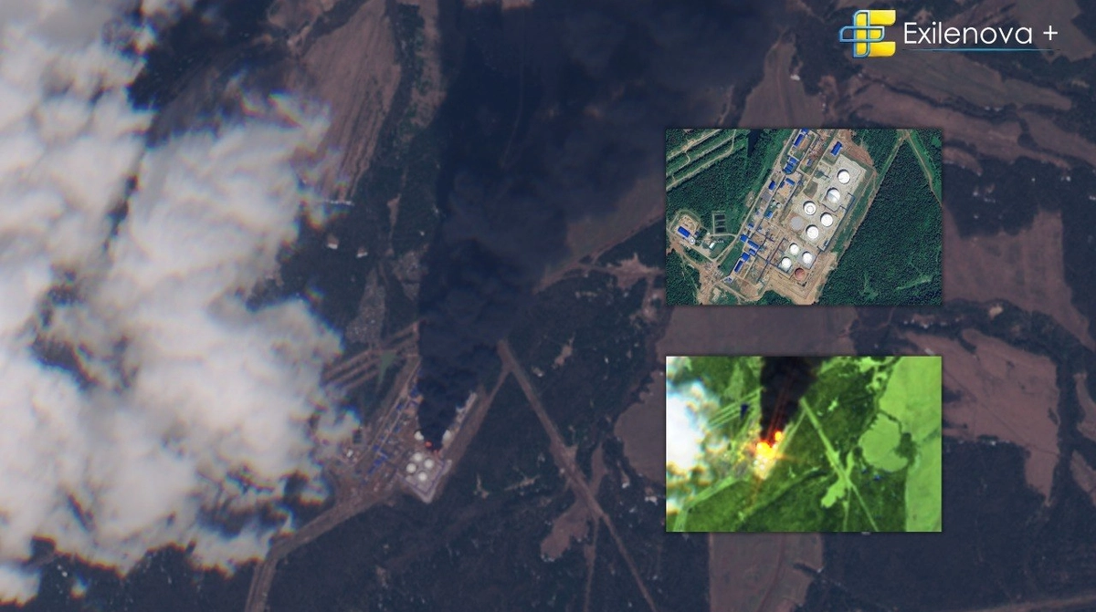 У російській Пермі палають резервуари з паливом: з'явились супутникові знімки