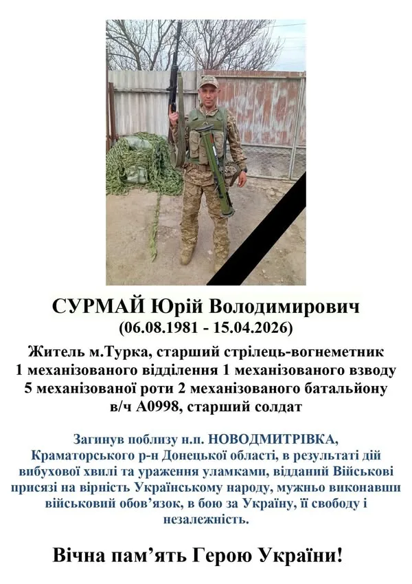 Юрій Сурмай з Турки загинув у боях за Україну