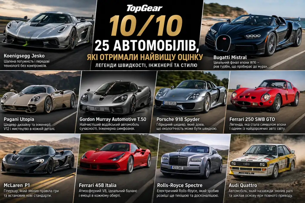 Автомобілі Top Gear з оцінкою 10/10: 25 найкращих машин, які …